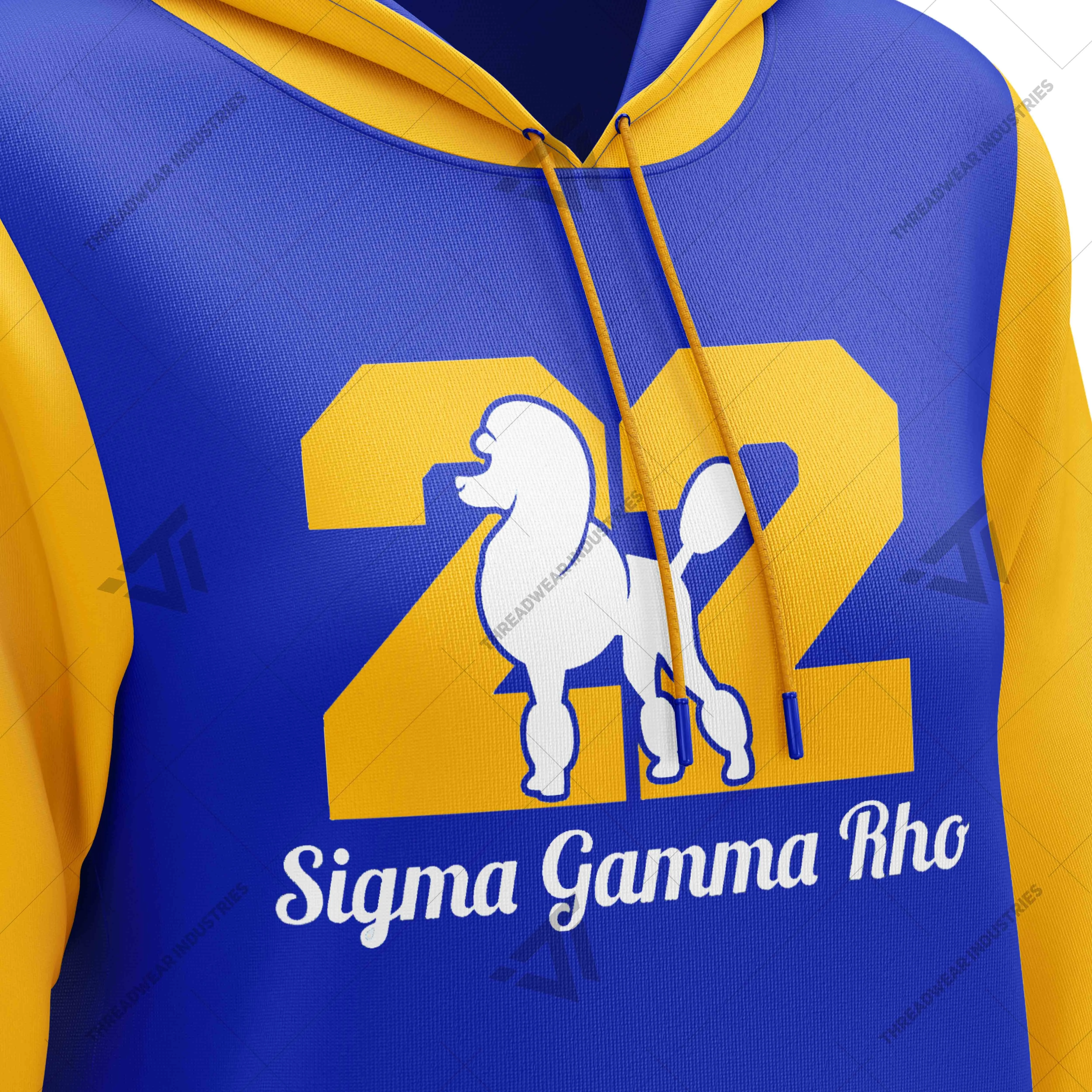 Custom Wholesale Sigma Gamma Rho 1922 Sorority Clothing Sublimated Hooded Dress Greek Paraphernalia