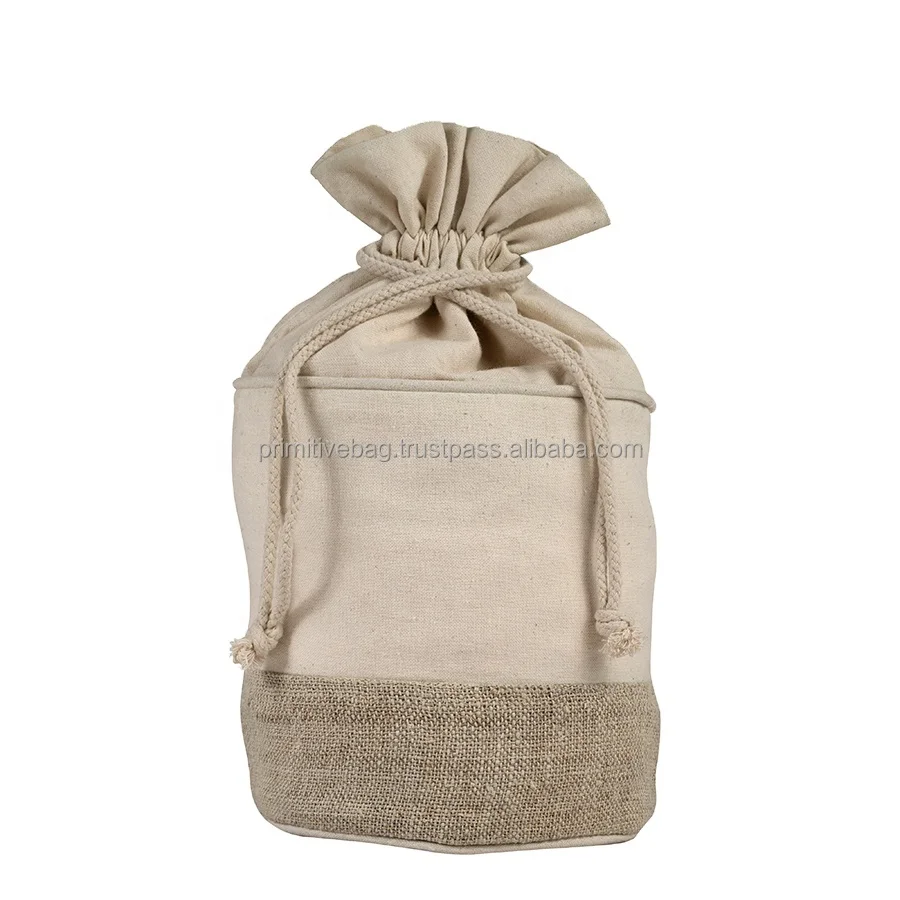Customizable Hemp Cosmetic Case with Drawstring Closure Printed Logo for Accessories and Cosmetics Bag