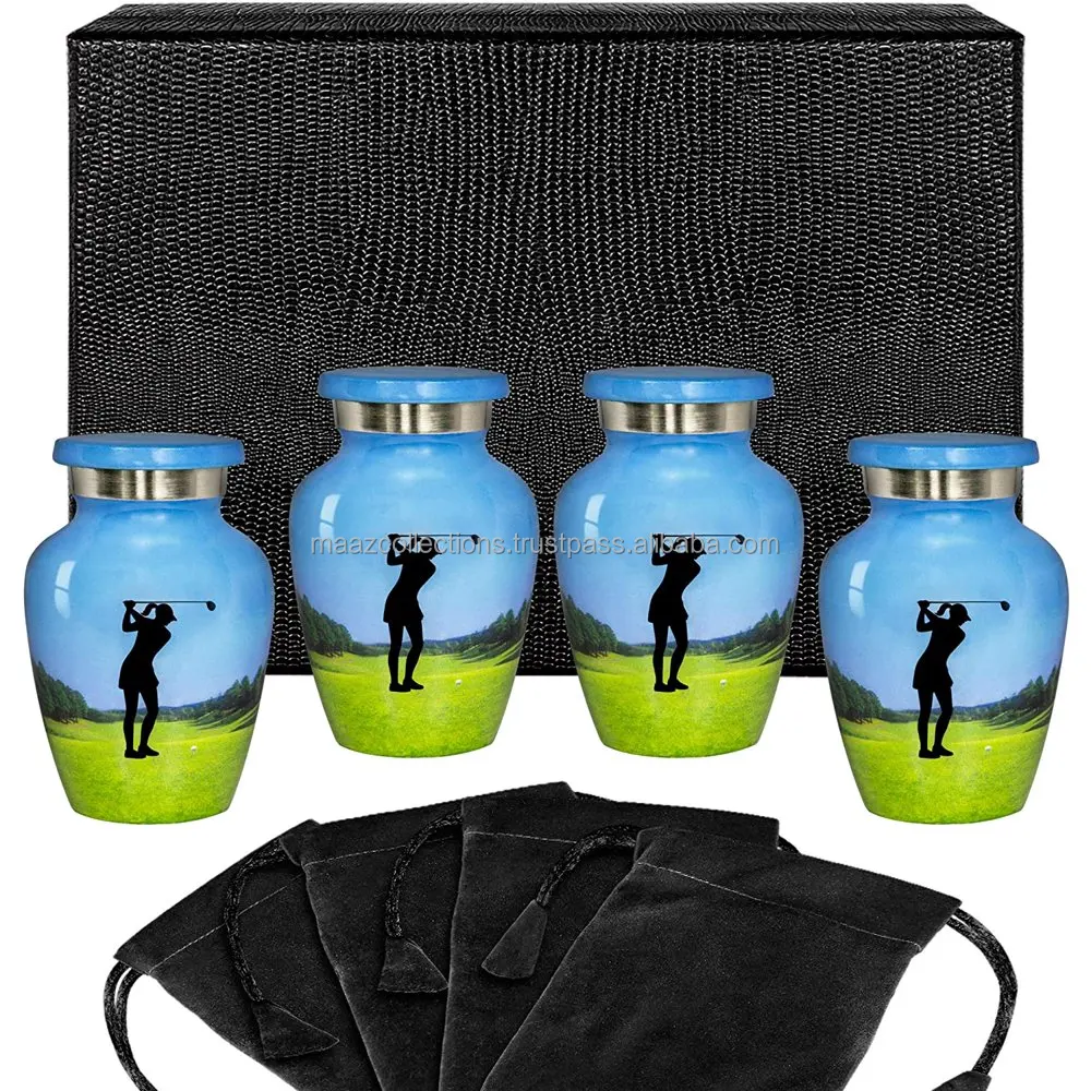 New Creative Printed Token Urns Custom Metal Funeral Products Cremation Token Urn For Human Ashes Cremation Supplies From India