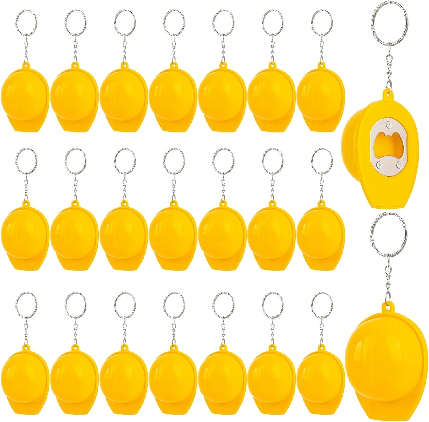Yellow Color Multifunctional Construction Hat Safety Plastic Helmet Bottle Opener Keyring Key Ring Keychain