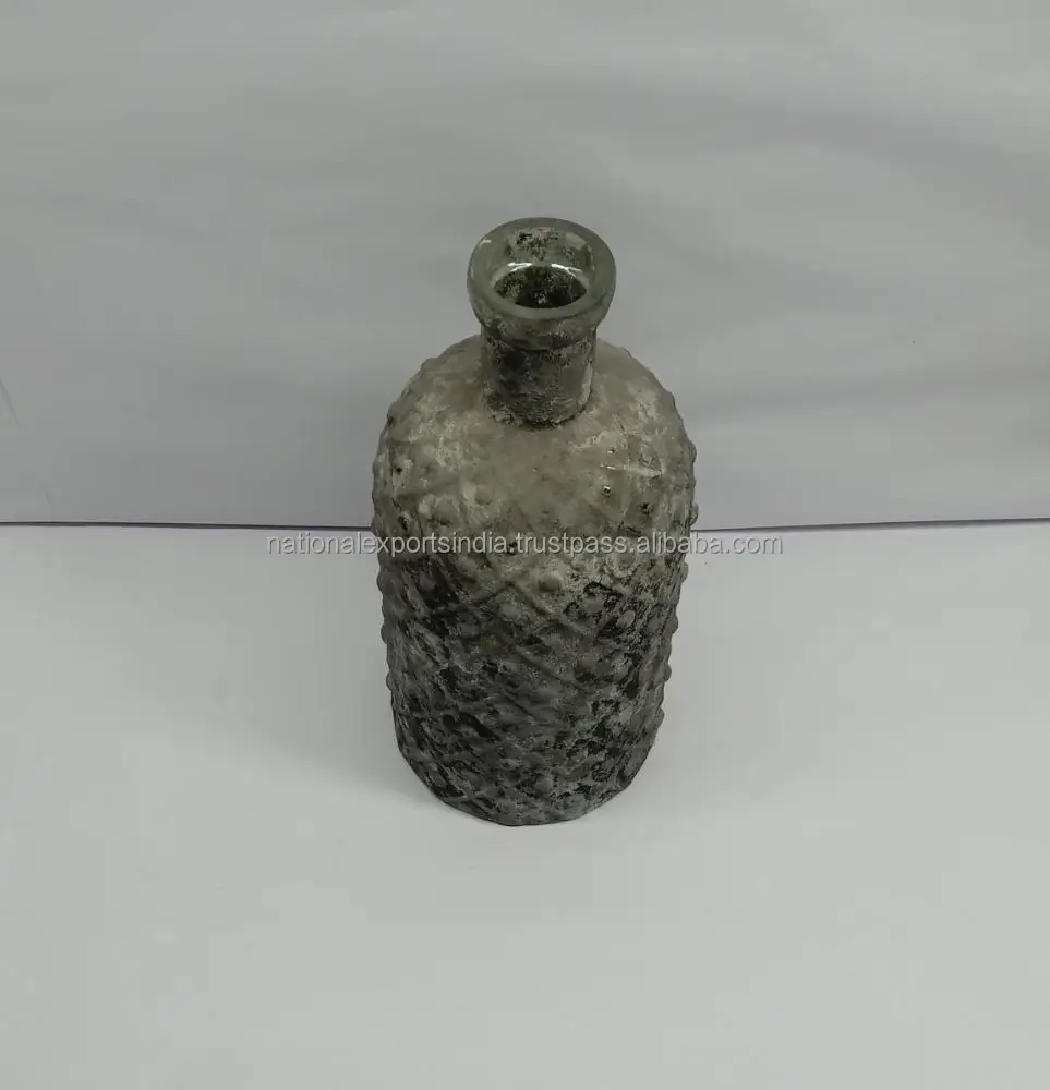 fashion modern handblown purple blue color flared glass vase with irregular bubble