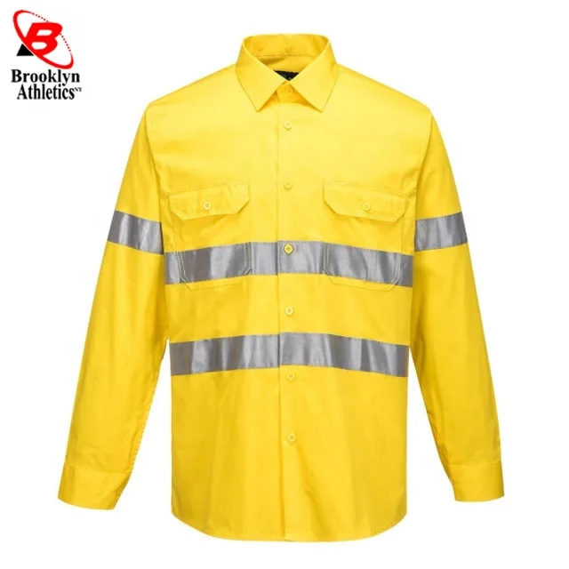 100% cotton Reflective Shirt For Men Workwear Hi Vis shirts Safety Clothing Working Clothes