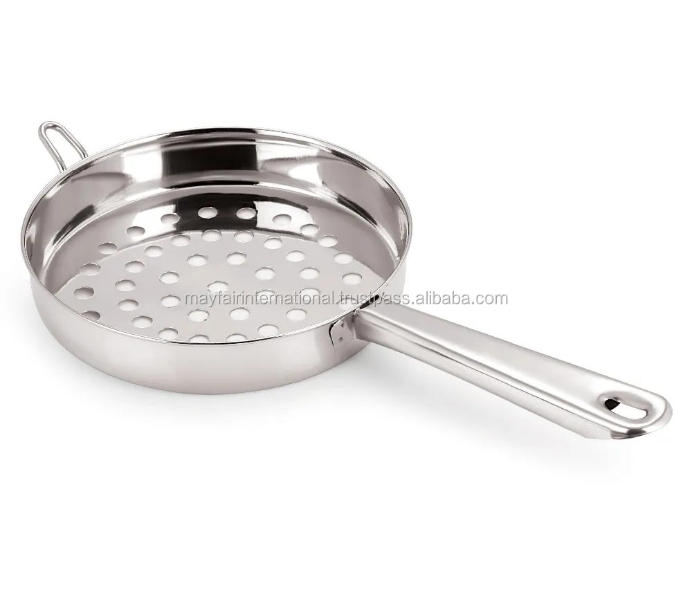 Multipurpose Stainless Steel Deep Colander Strainer With Fruit Design Cutting For Home Kitchen