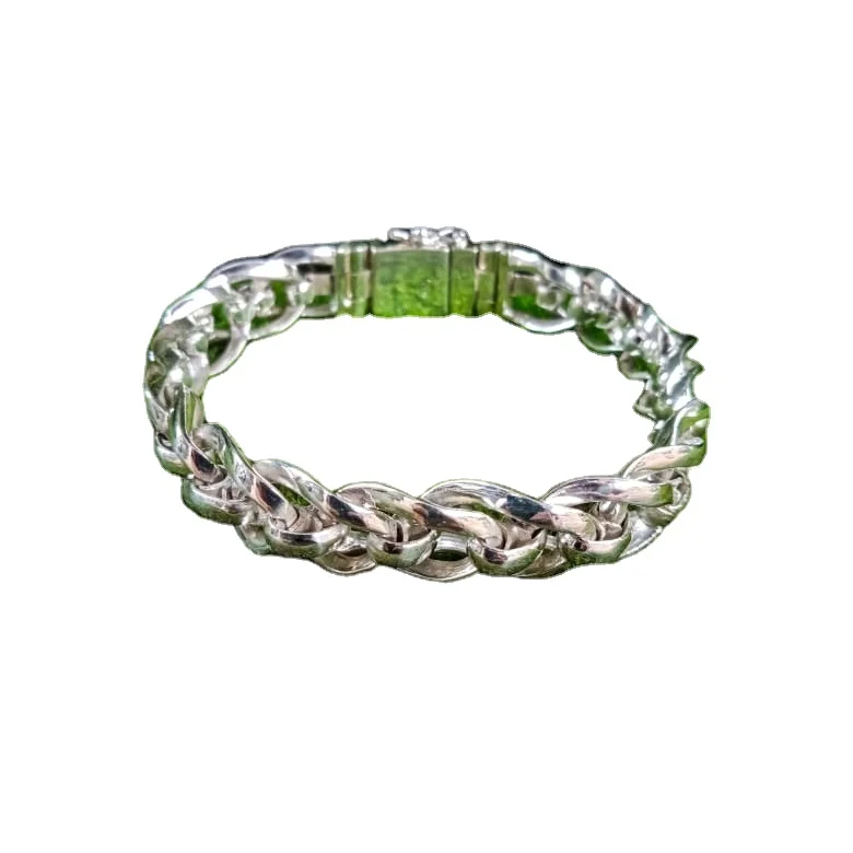 KH-CHB003 Classic Gold and Silver Plated Sterling Silver Chain Bracelet Featuring Diamond and Pearl Main Stone for Gift