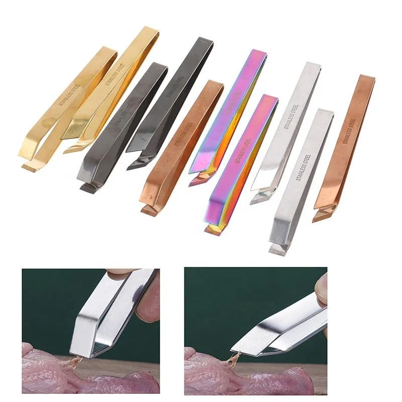 Brand New Stainless Steel Fish Bone Remover Chicken Plucking Feather Nipper Tweezers Tool Kitchen Tweezers Accessories