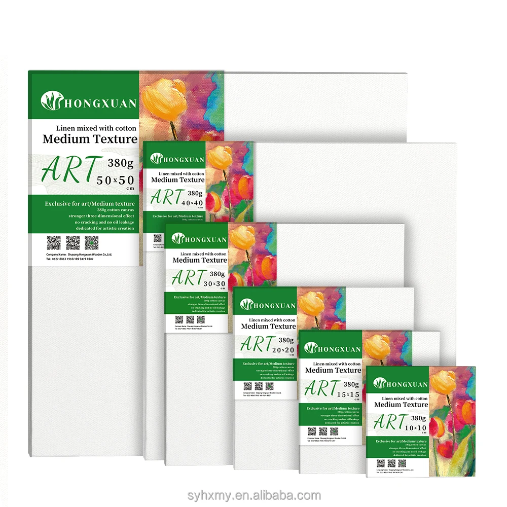 Wholesale customized Multiple Sizes Stretched Canvas with Frame 6 pack 380g Linen Blend Art Canvas Set for Print Painting