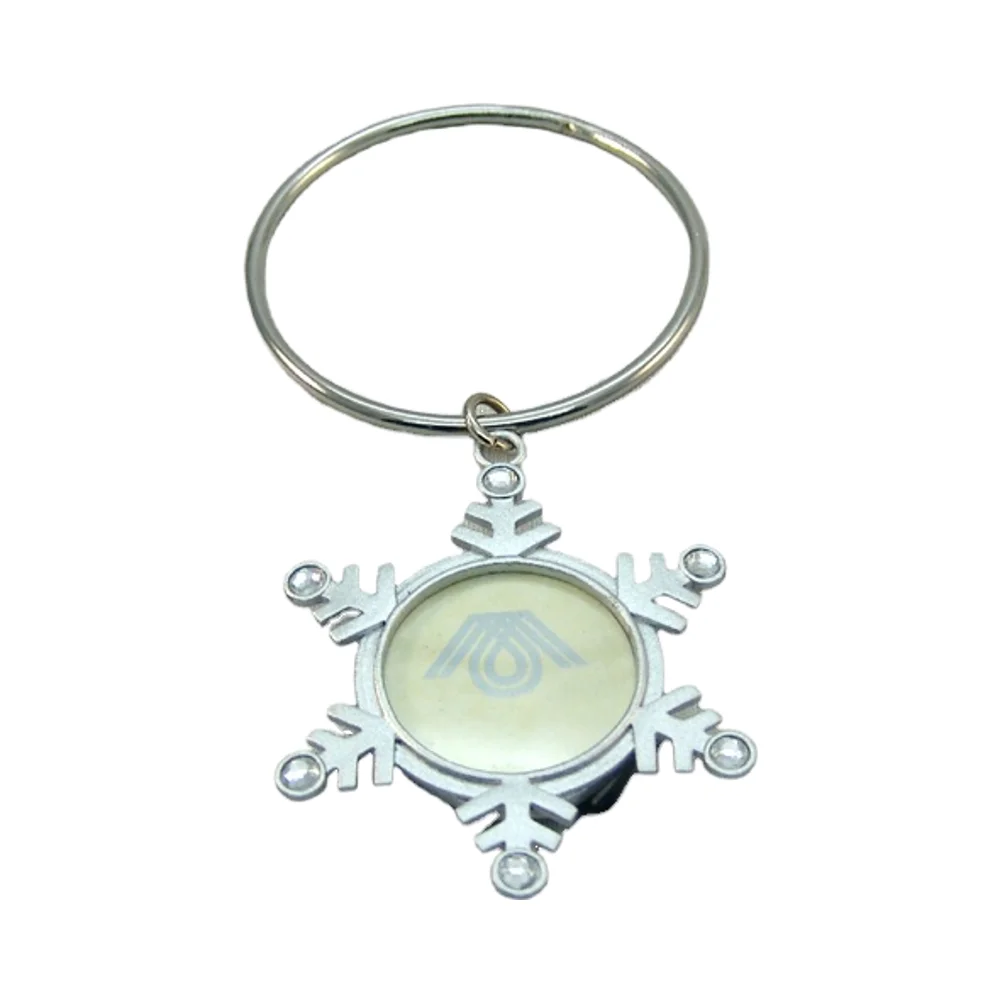 DECORATION CUSTOM PERSONALIZED STATIONARY GIFT KEYCHAIN SNOWFLAKE DESIGN JEWELS KEYRING