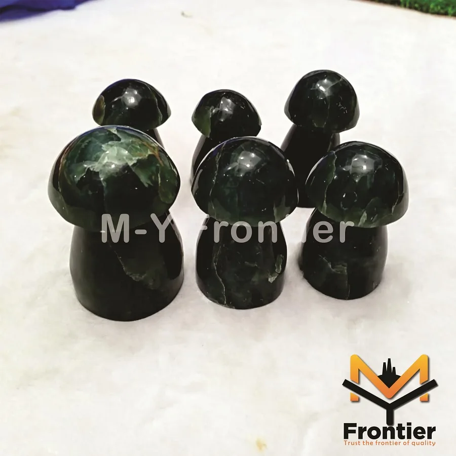 High Quality Natural Jade Handmade Mushroom Showpiece Polished OEM Gemstone Healing Crystal Craft from Pakistan.