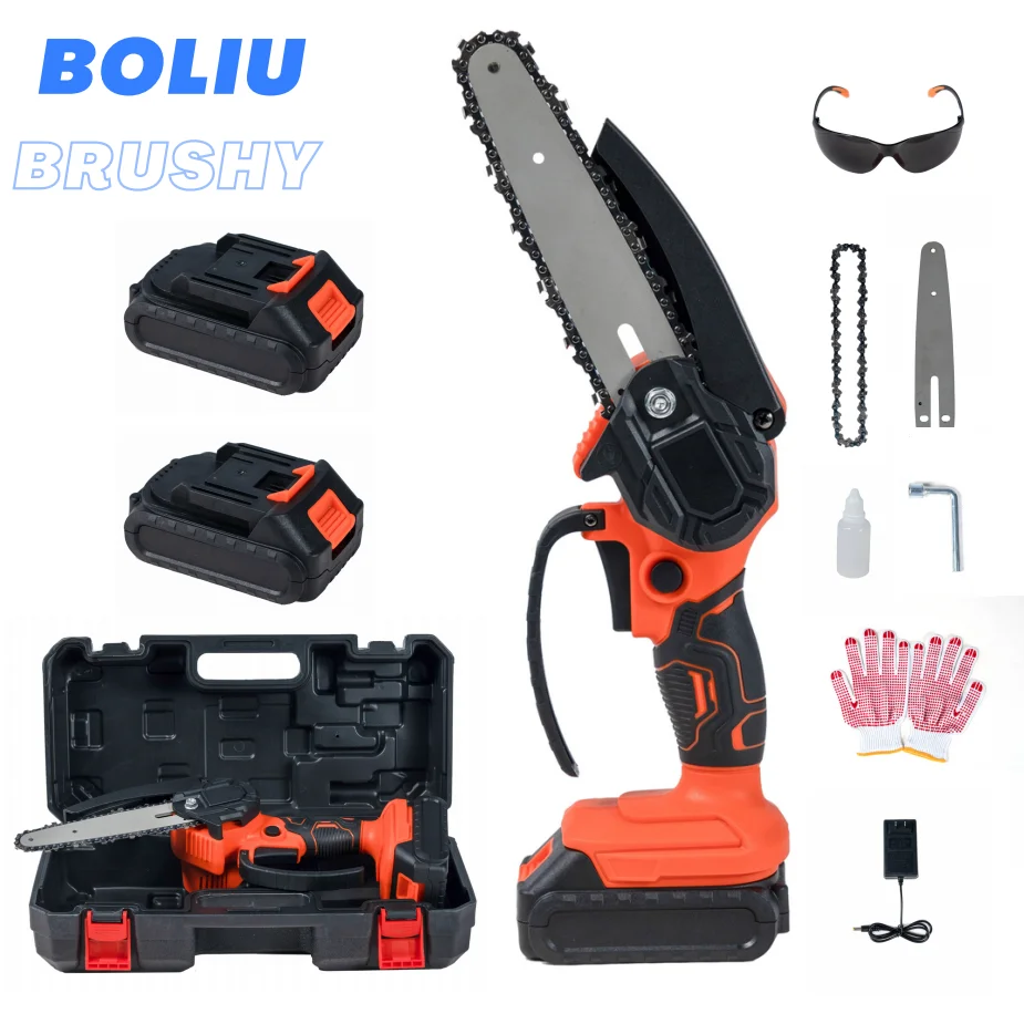 BOLIU 6-Inch Compact Mini Chainsaw Battery Operated Brushless Motor for Wood Cutting Mini Guide Plate