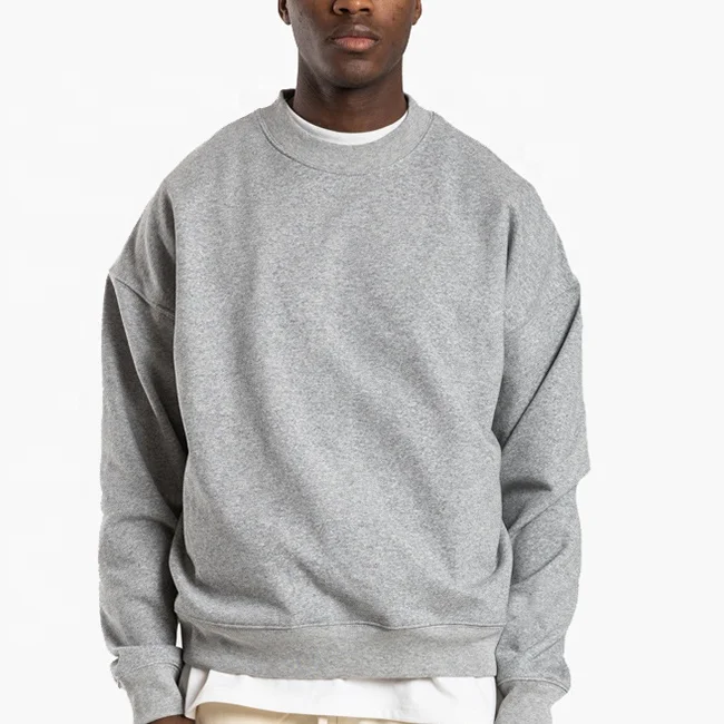OEM High quality 100% cotton fleece heavy weight patch piping oversized mock neck men sweatshirt