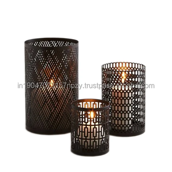 Farmhouse Black Votive Candle Holders Set of 3 Decorative Metal Candlestick Holders Antique Candle Stand for Wedding & Christmas