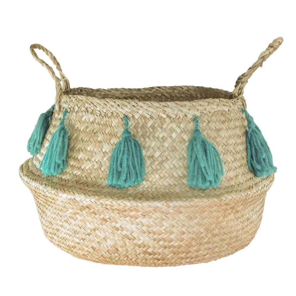 Eco friendly straw basket made in Vientam woven by hand high quality and cheap price seagrass storage basket kitchen rope basket