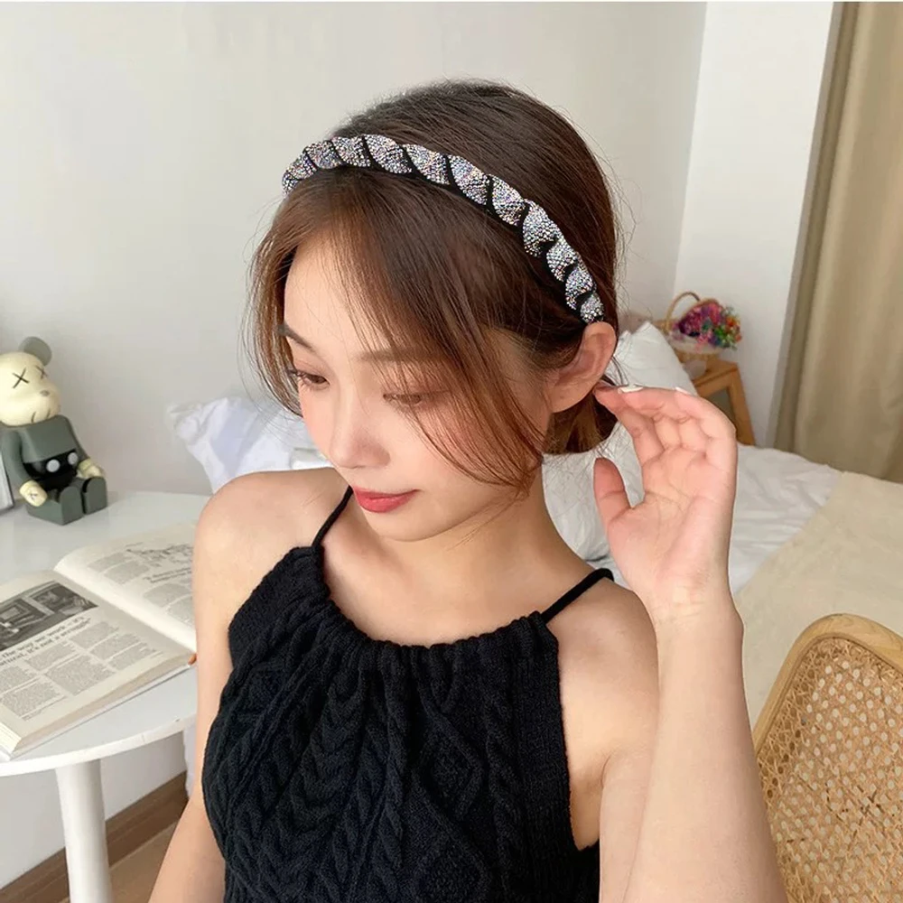 Cross-border Rhinestone Headband Superimposed Advanced Sense Band Teeth Non-slip Fashion Simple Korean Hair Accessories