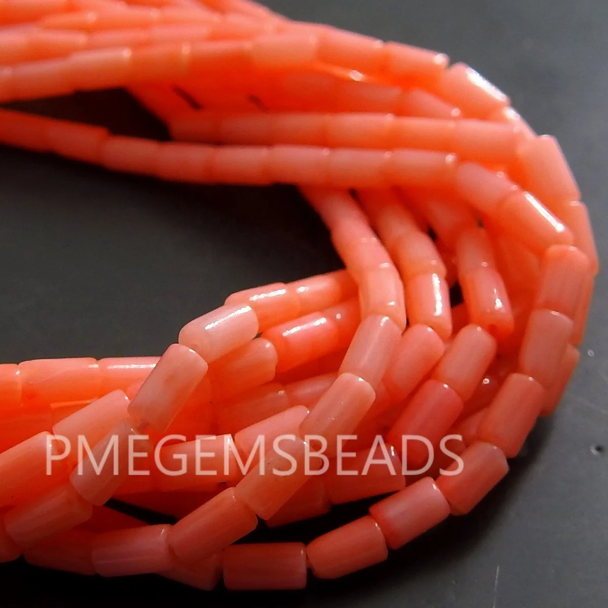 Pink Coral Smooth Tubes,Drum,Cylinder Bead,Loose Stone,For Making Jewelry,Wholesaler,Supplies 16Inch 4X2MM Approx 100%Natural
