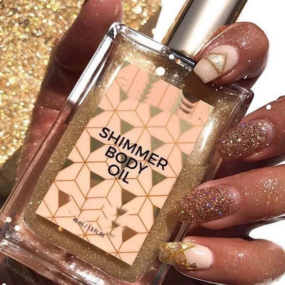 Custom Shimmering Body Oil Bronzer Wholesale illuminator Glitter Liquid Highlighter Spray