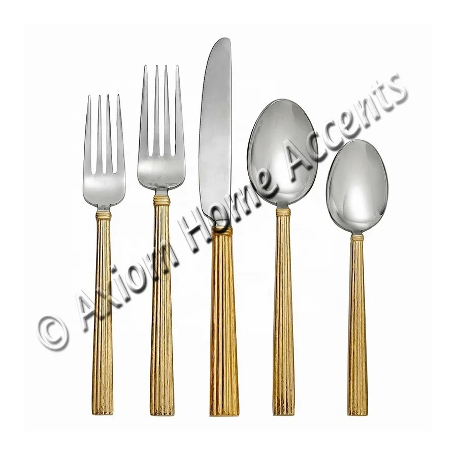 Classic Old Look Cutlery Set Silver And Gold High-Quality Spoons and Forks By Axiom Home Accents