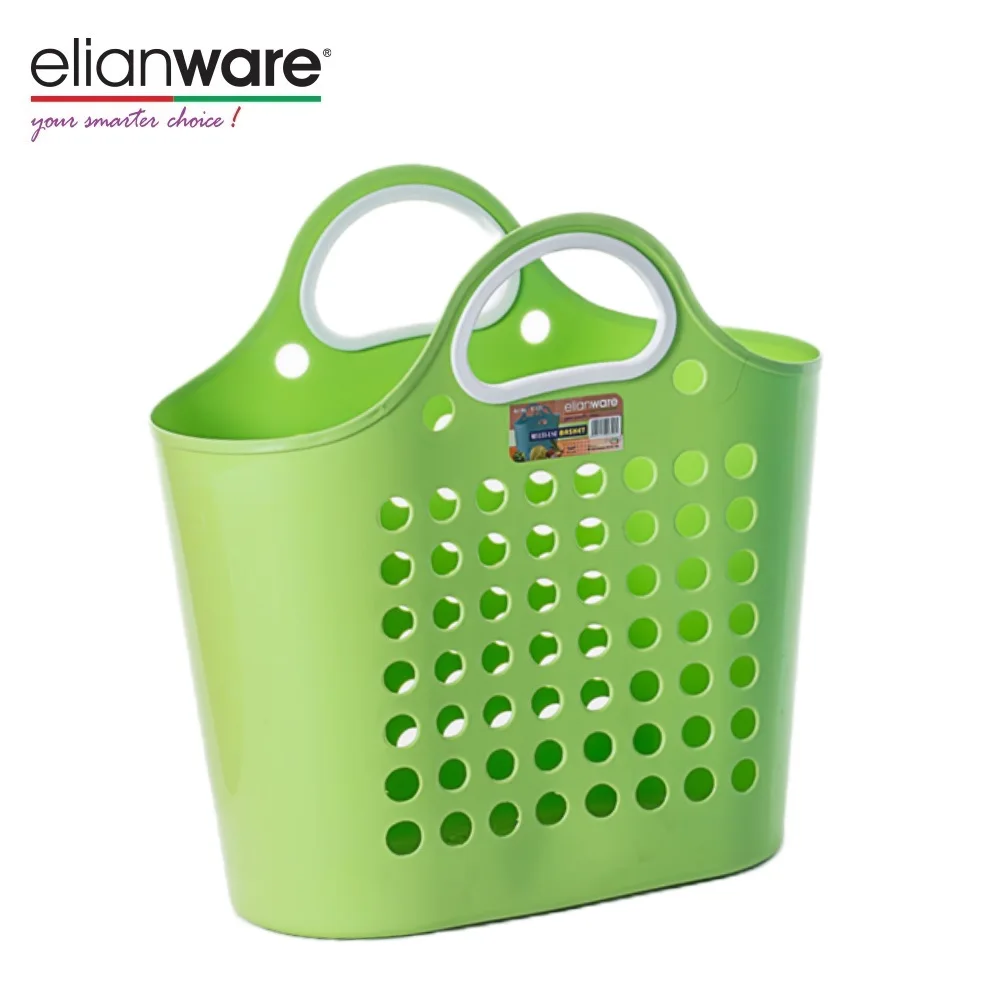 Elianware Durable Twistable Compressible Hollow Hanging PE Basket Shopping Basket With Handle