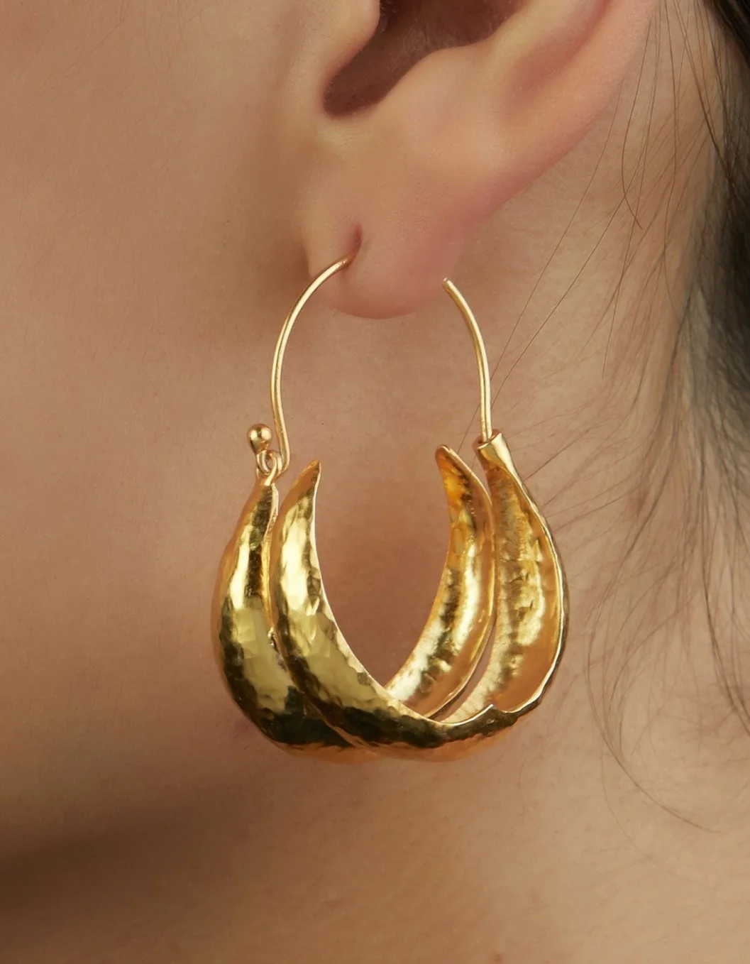 High quality 18k gold plated handmade antique technique African Fulani hoop earring luxury design light weight attractive