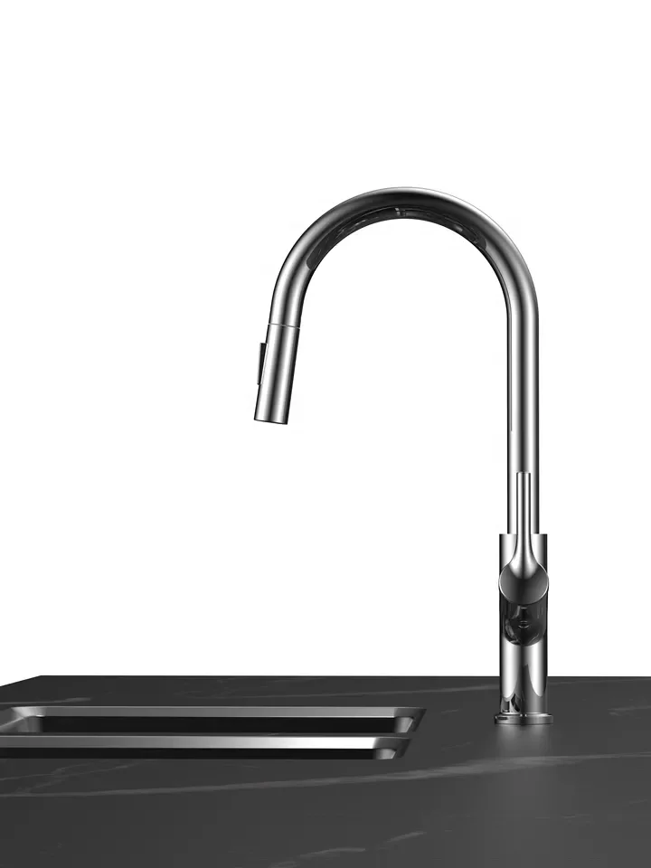 Supplier Deck Mounted Pull Down Spray Matt Black Stainless Steel Brass Kitchen Faucet