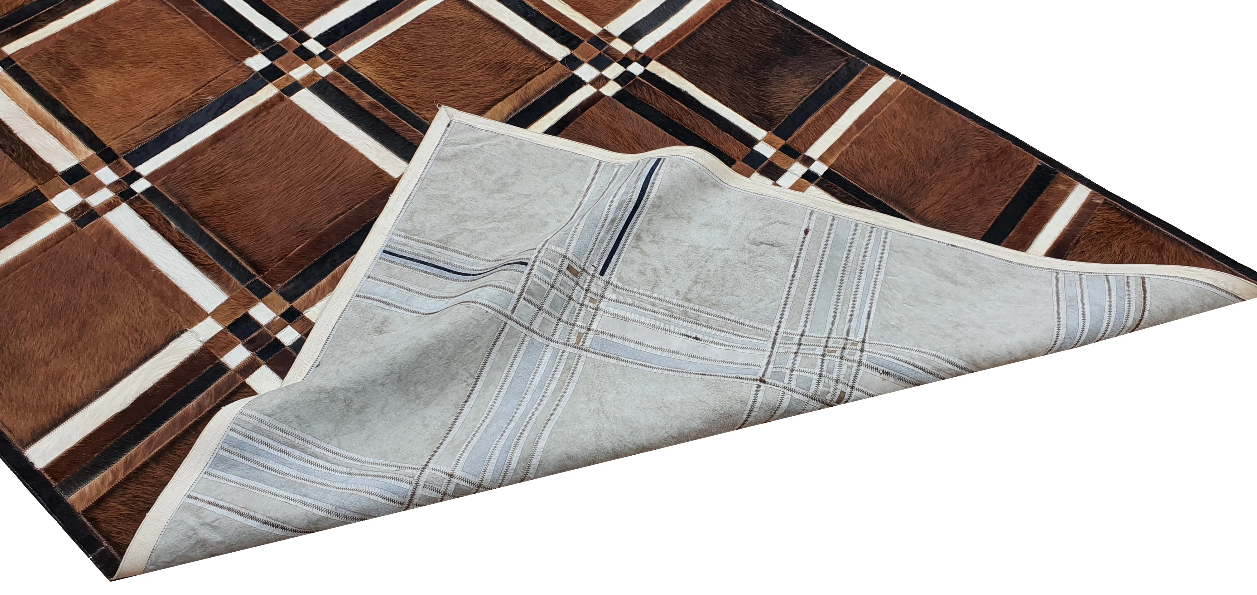 Natural Tricolor Cowhide Real Fur Genuine Cow Leather Carpet And Rugs Hair-on Handmade Patchwork Leather cowhide Area Carpets