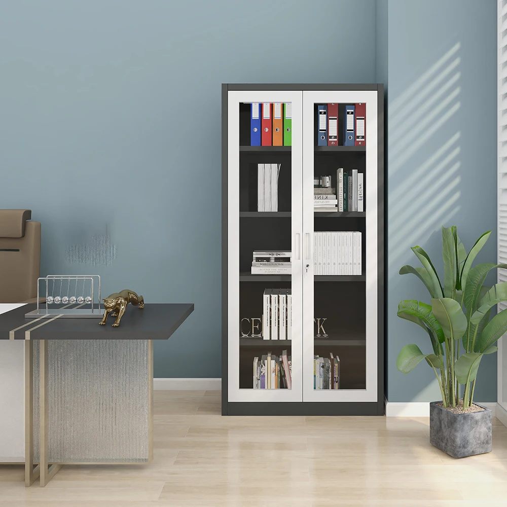 Office Furniture Steel Filing Cabinet With Drawer Eco-friendly Glass Door Metal Storage Cabinet