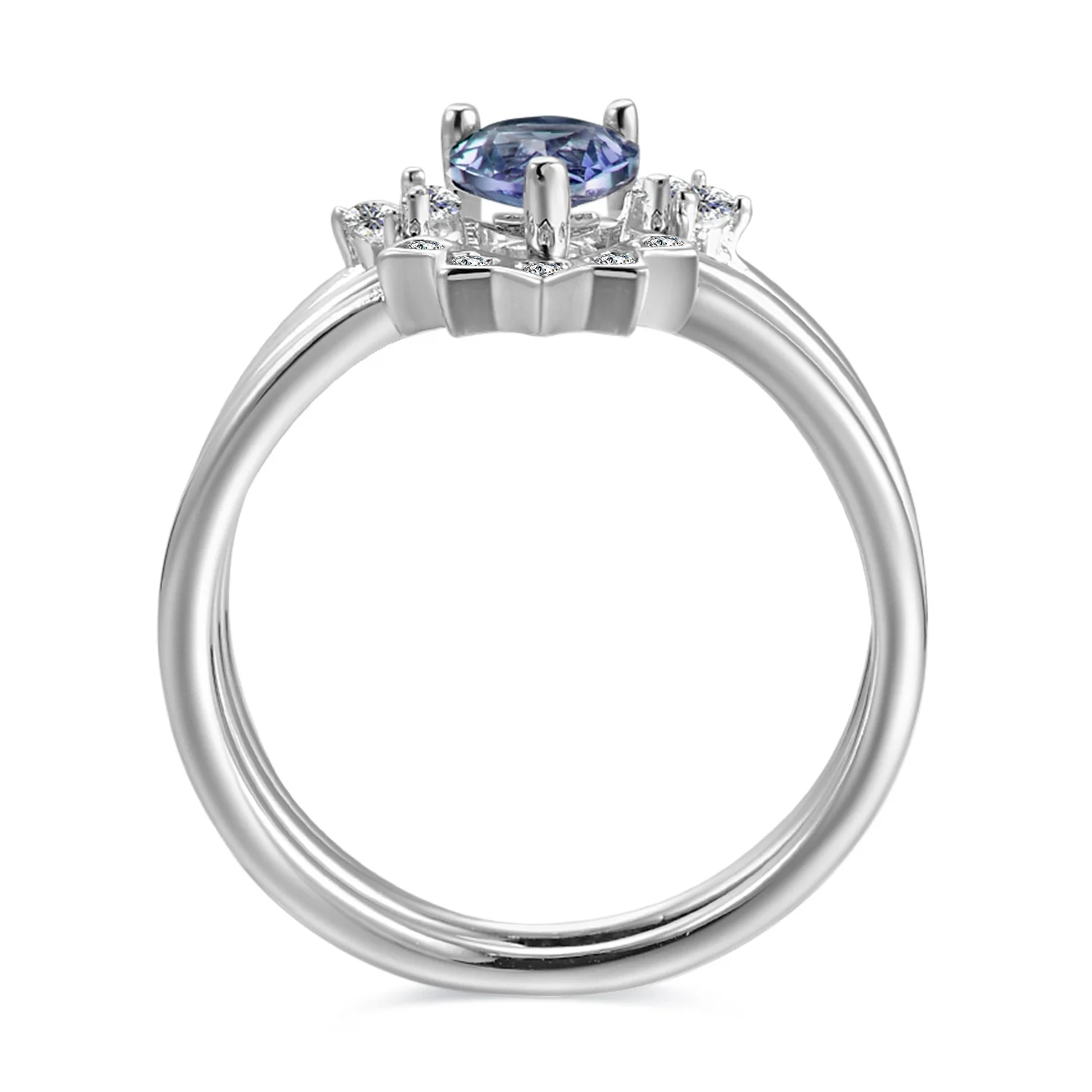 Sterling Silver 925 Color Change Gemstone Jewelry 3 In 1 Stackable Wedding Engagement Alexandrite Ring Set Destiny Jewellery