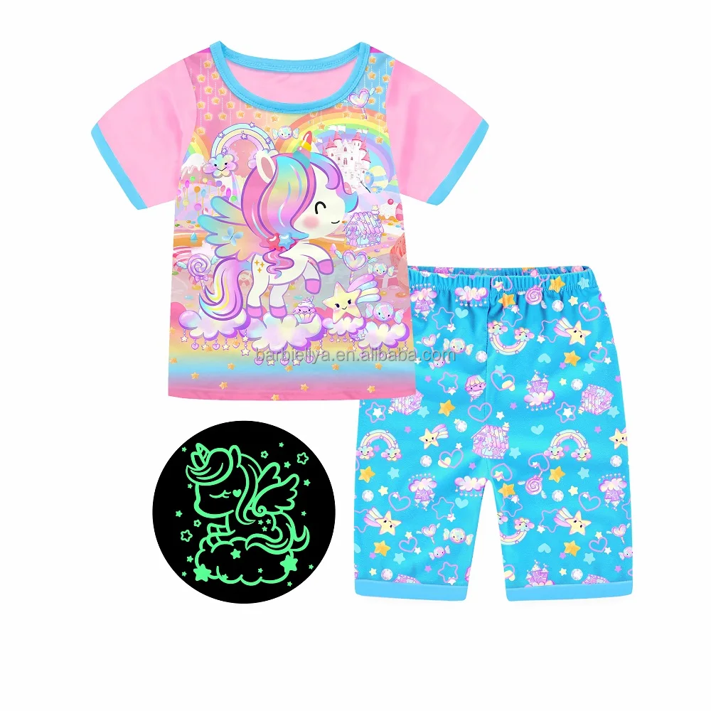 Boy Glow in the dark children pajamas kids car dinosaur cartoon pattern