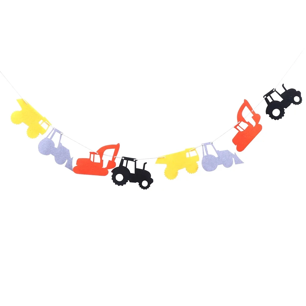 Upin Creative Felt Garland Set Bunting Flag Birthday Party Supplies Homemaxs Excavator Pattern Banner