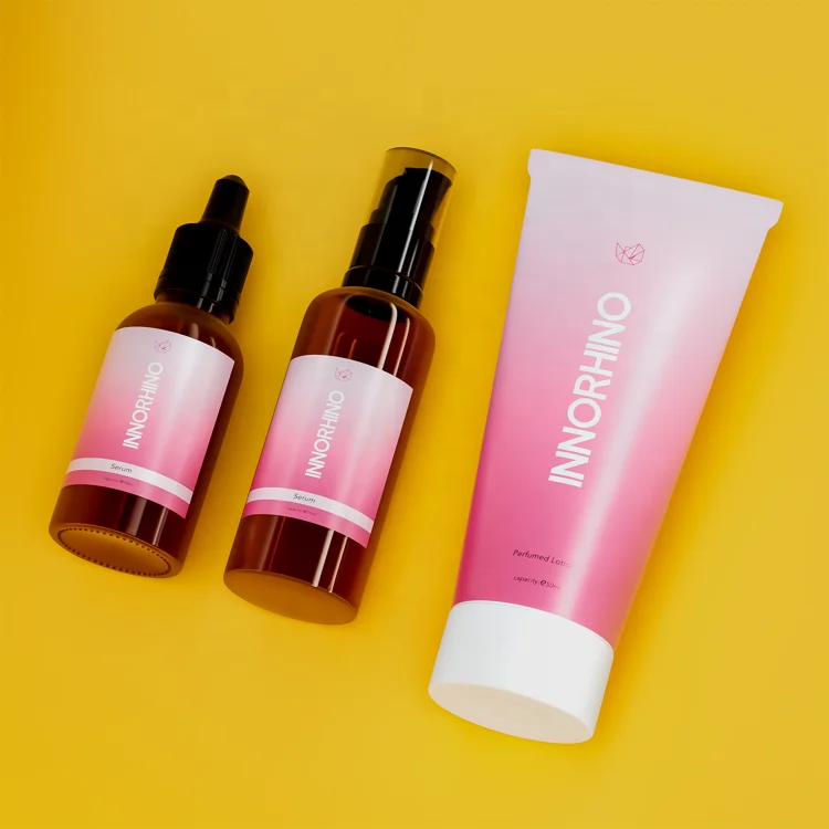 Custom Skincare Gift Set Transparent Packaging Paper Box for Rose Flower Lipgloss