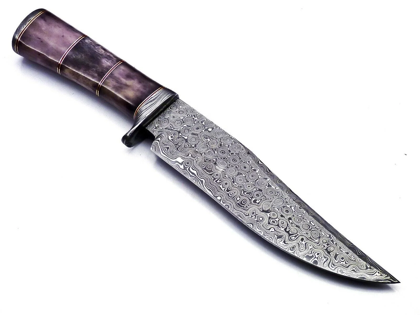 Handmade Damascus Steel Bowie Knife with Custom Hammer Forged Blade Fixed Multi-Use Knife with Bone Handle Hunting OEM Support