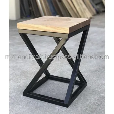 Wooden top stool home decorative stool with metal stand other home decor accessories