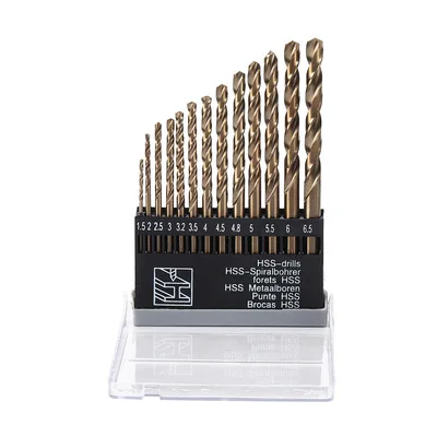 13Pcs HSS M35 Twist Drill Bit Set For Metal Stainless Steel Aluminium Drilling In Plastic Box