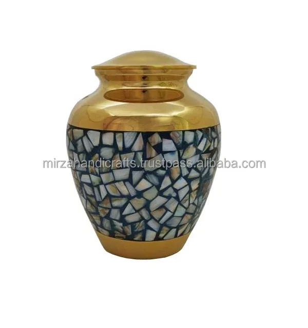 Golden Cream Urn Fully Laminated For Human Ash Funeral Memorial Cremation Urn  for Human Ashes Handcrafted Cremation Urn