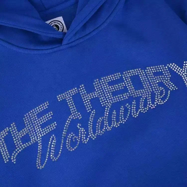 Wholesale hoodies for men cheap blank CVC fleece unisex custom hoodie Rhinestones printing