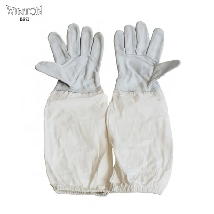 2021 OEM Best Custom Made Leather Men Women Long Gauntlet Sleeves Goatskin Leather Bee Beekeeper Supplies Beekeeping Gloves