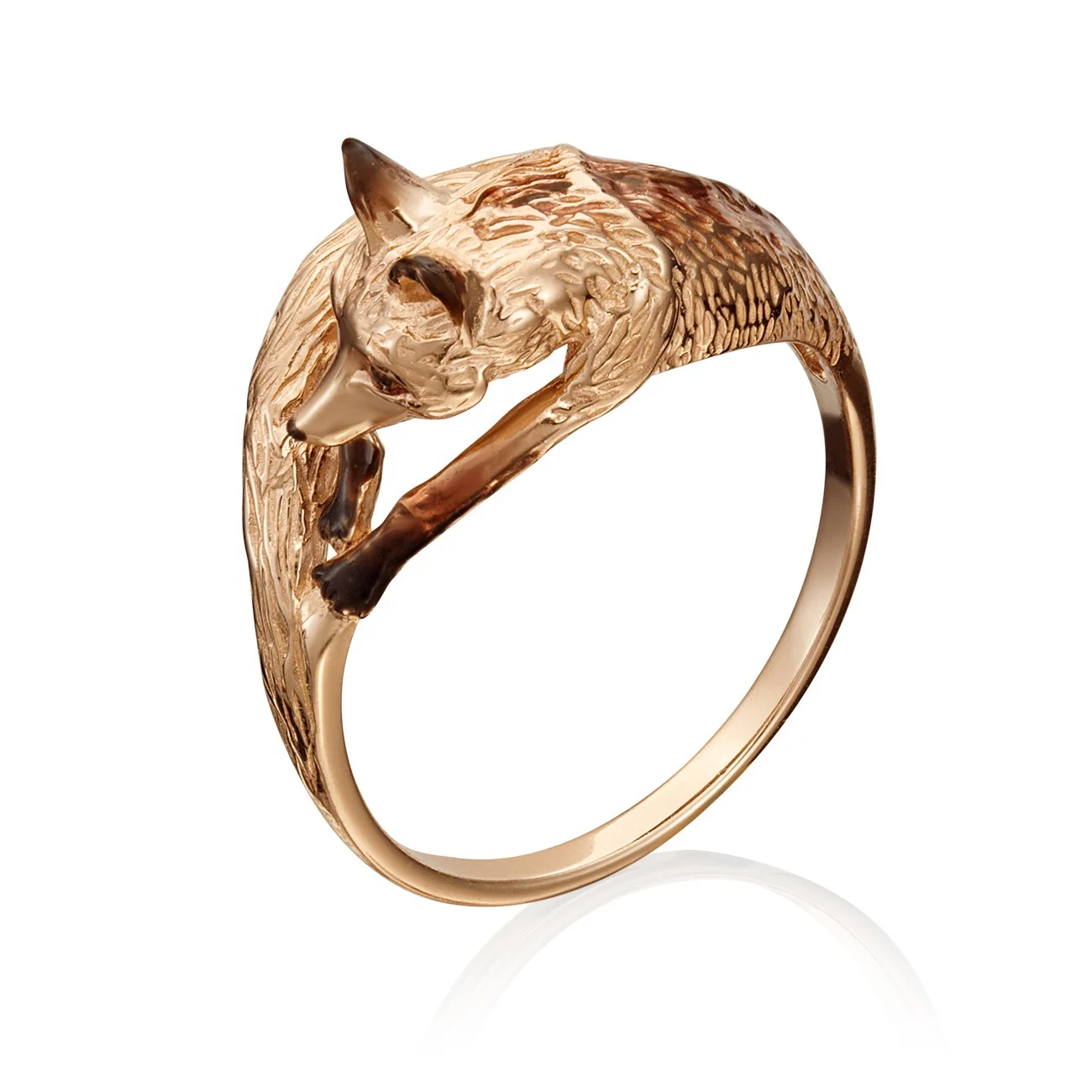 Fox Ring Best Selling Fashion Unique Design 14K Solid Rose Gold Enamel Exclusive Jewelry wholesale price