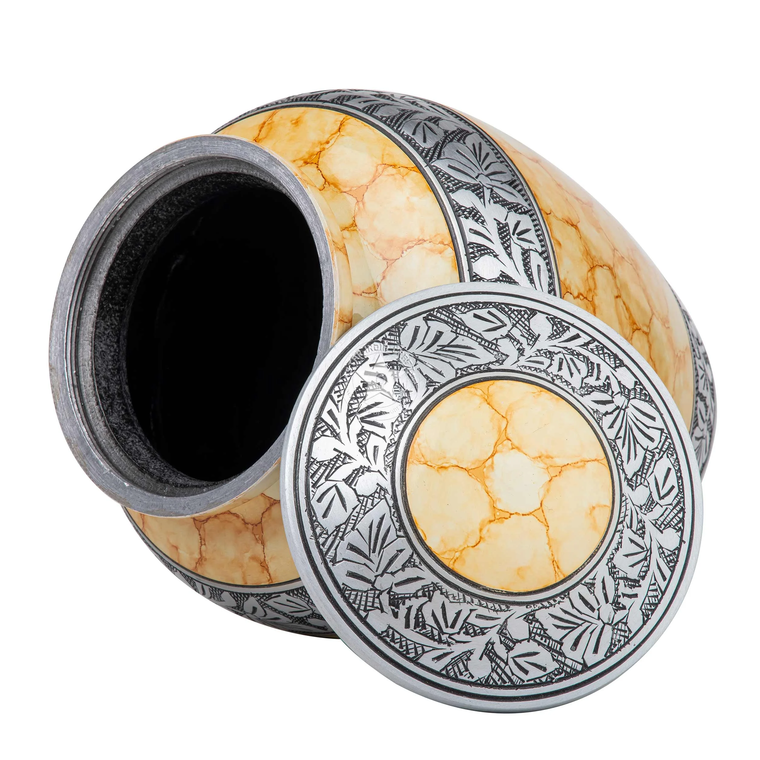 Peaceful Funeral Cremation Aluminium Urn for Ashes- Adult Large Funeral Urns Handcrafted - STAR INDIA CRAFT