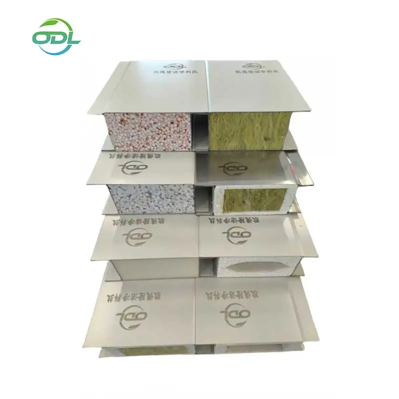 GMP excellent quality light weight high strength rockwool sandwich panel