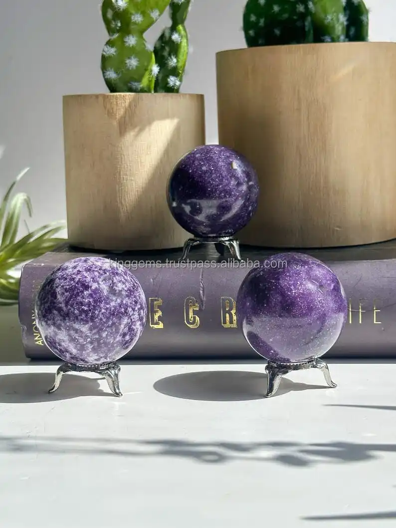 NATURAL HEALING CRYSTAL LEPIDOLITE SPHERE STONE SPHERE PURPLE AGATE BALL FOR REIKI HEALING MEDITATION SEMI PRECIOUS STONE SPHERE