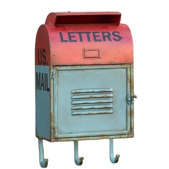 Antique Vintage Metal Mail Box With Hook Wall Mount Stainless Steel Locking  Metal Mailbox for Rent Payments Newspaper Mail Keys