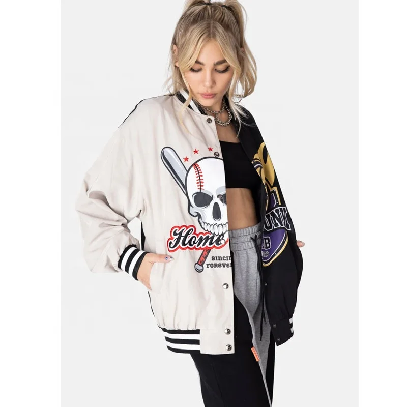 
Wholesale Unisex hip hop embroidery color block leather sleeve college sports varsity baseball jackets 