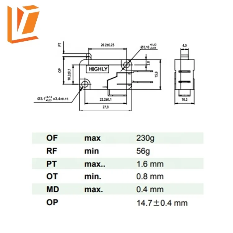 type simulated roller micro on off switch