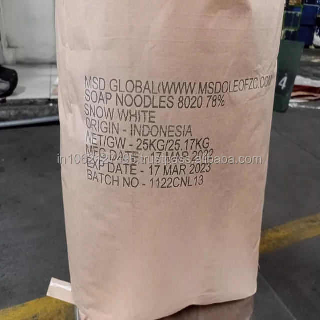 SOAP NOODLES 8020 78 TFM SNOW WHITE HIGH QUALITY MANUFACTURER MALAYSIAN ORIGIN SUPER WHITE COLOR TOILET SOAP NOODLES
