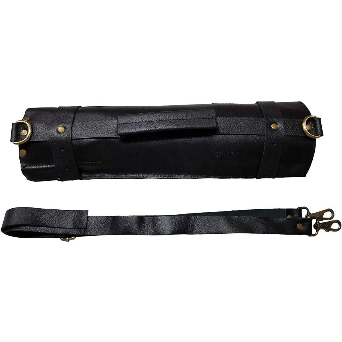 Professional Custom Waterproof Durable Leather Roll up Knife Bag Foldable High Quality Chef Tool Bag with Strap