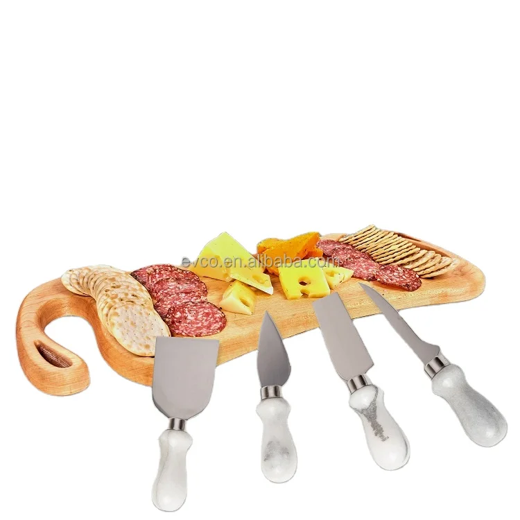 Set of 4 Natural White Marble Cheese Knife