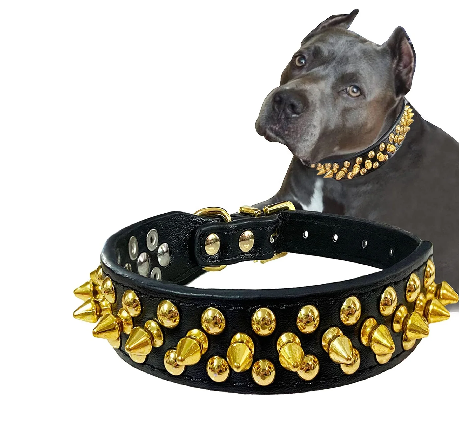 Best Buy Dog Controlling Genuine Leather Spiked Studded Neck Collar