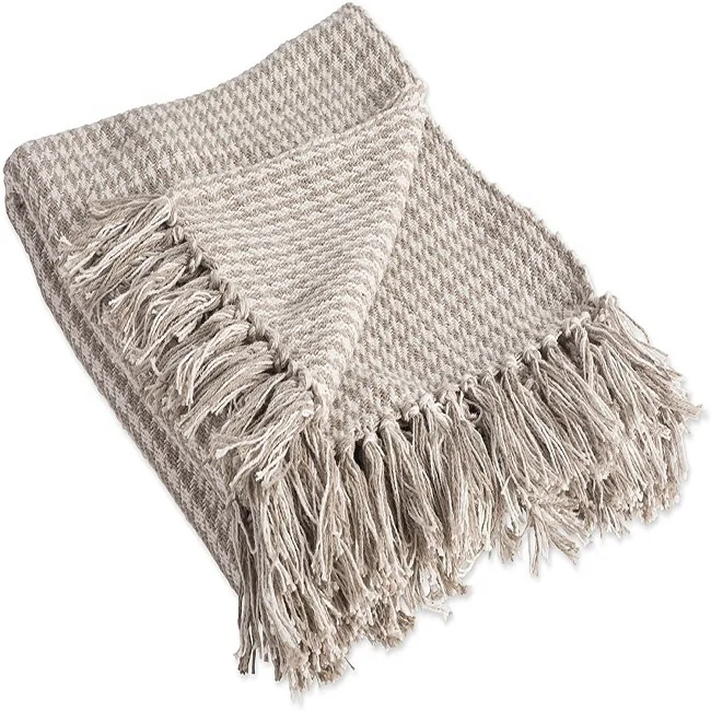 cotton sofa Throw Blankets Jacquard Cotton Custom Made Outdoor Cotton Woven Throw Blankets