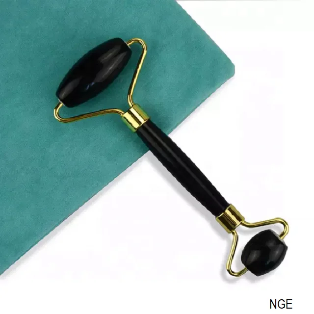 Hot Selling 100% Natural Spa Massage Tool Black Obsidian Body Jade Roller Gua Sha Set : Black Obsidian Jade Roller
