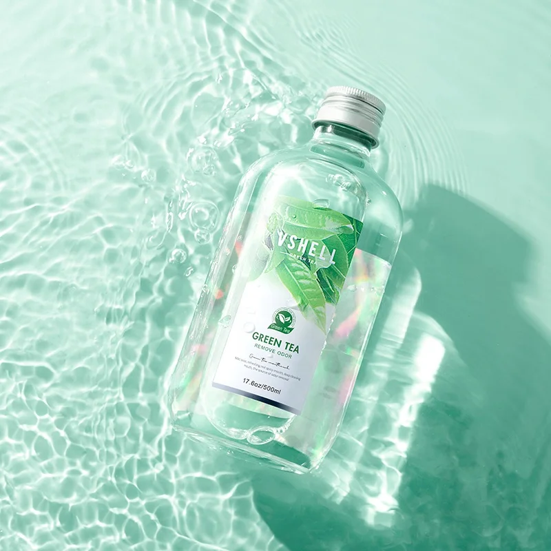 VSHELL Green Tea Fresh Breath Mouthwash 500ml - Long-Lasting Freshness Antibacterial Protection Alcohol-Free Mint Flavor Gargle