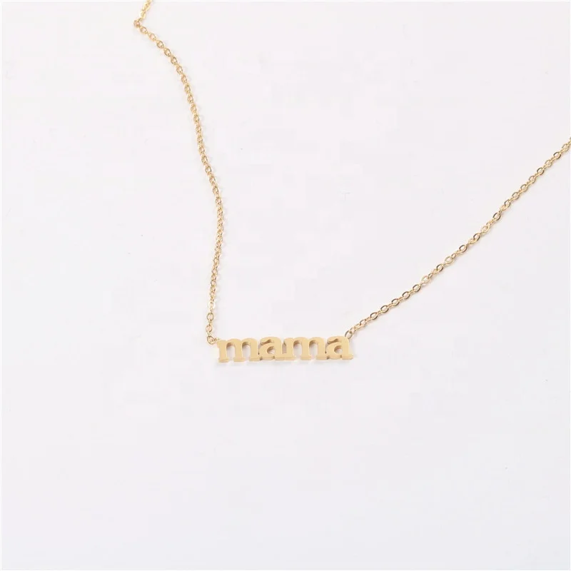 Jewelry 18K Gold Plated Stainless Steel Mama Necklace Pendant Necklace Wholesale Gift